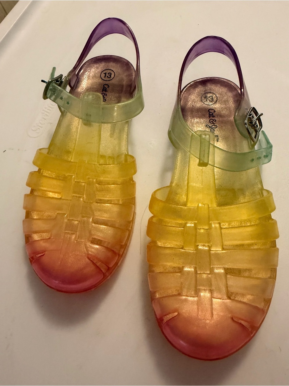 Kids Jelly Sandals - Multicolor Gradient (Pink/Yellow/Green)